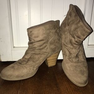Scrunched Tan Booties